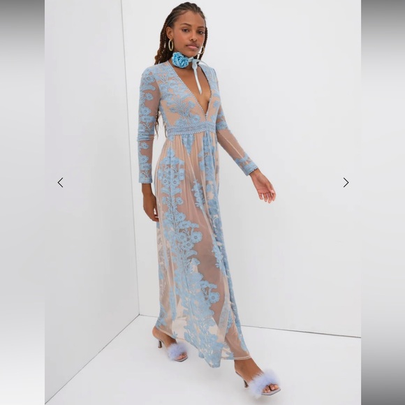 For Love and Lemons Light Blue and Nude Temecula Maxi Dress - Picture 2 of 9